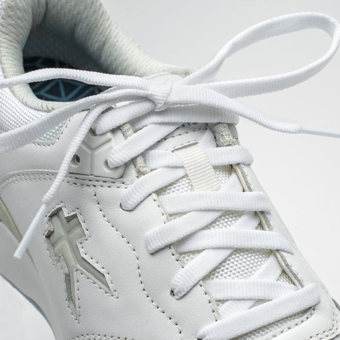 Pair of KURU KINETIC 2 Women's Sneaker in Bright White-Blue Fog, angled view.