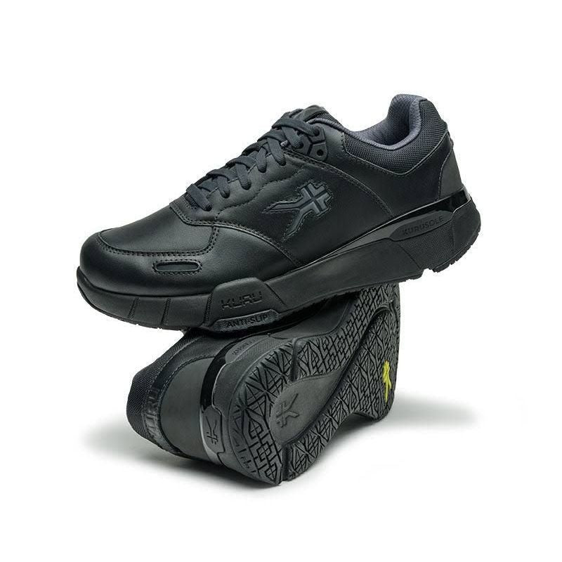 Close-up of the upper material on the KURU KINETIC 2 Women's Sneaker in Smokestack Black.