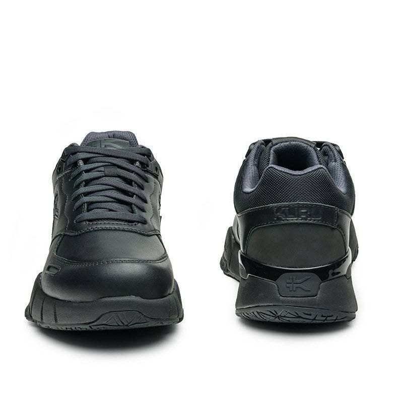Back heel view of the KURU KINETIC 2 Women's Sneaker in Smokestack Black.