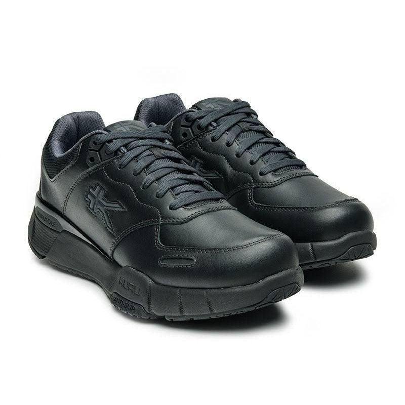 Pair of KURU KINETIC 2 WIDE Women's Sneaker in Smokestack Black, angled view.