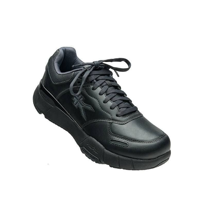 Angled profile view of the KURU KINETIC 2 WIDE Women's Sneaker in Smokestack Black.