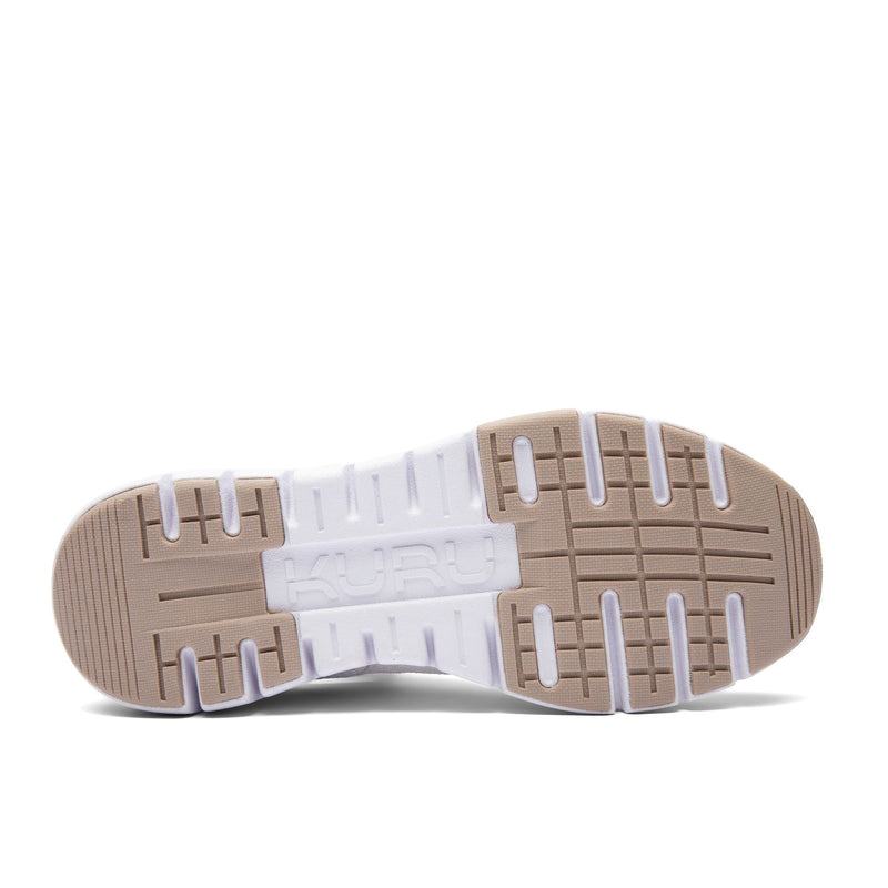 Back heel view of the KURU FLEX Slip-On Men's Sneaker in Bright White-Sand.