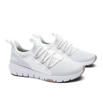 Pair of KURU FLEX Slip-On Men's Sneaker in Bright White-Sand, angled view.