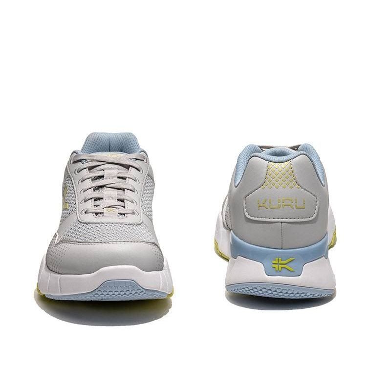 Outsole view of the KURU QUANTUM 2 Women's Sneaker in Dove Gray-Pale Lime, showing the KURUSOLE tread.