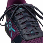 Close-up of the upper material on the KURU QUANTUM 2 Women's Sneaker in Electric Grape-Midnight Blue.