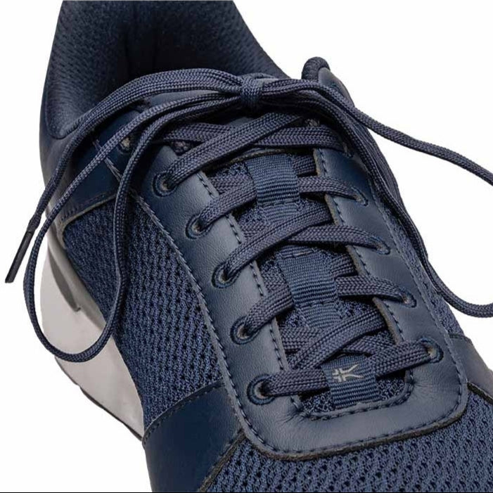 Close-up of the upper material on the KURU QUANTUM 2 Men's Sneaker in Indigo Blue-Slate Gray.