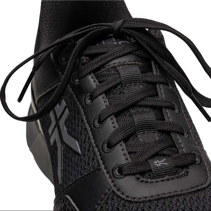 Close-up of the upper material on the KURU QUANTUM 2 Men's Sneaker in Jet Black-Slate Gray.