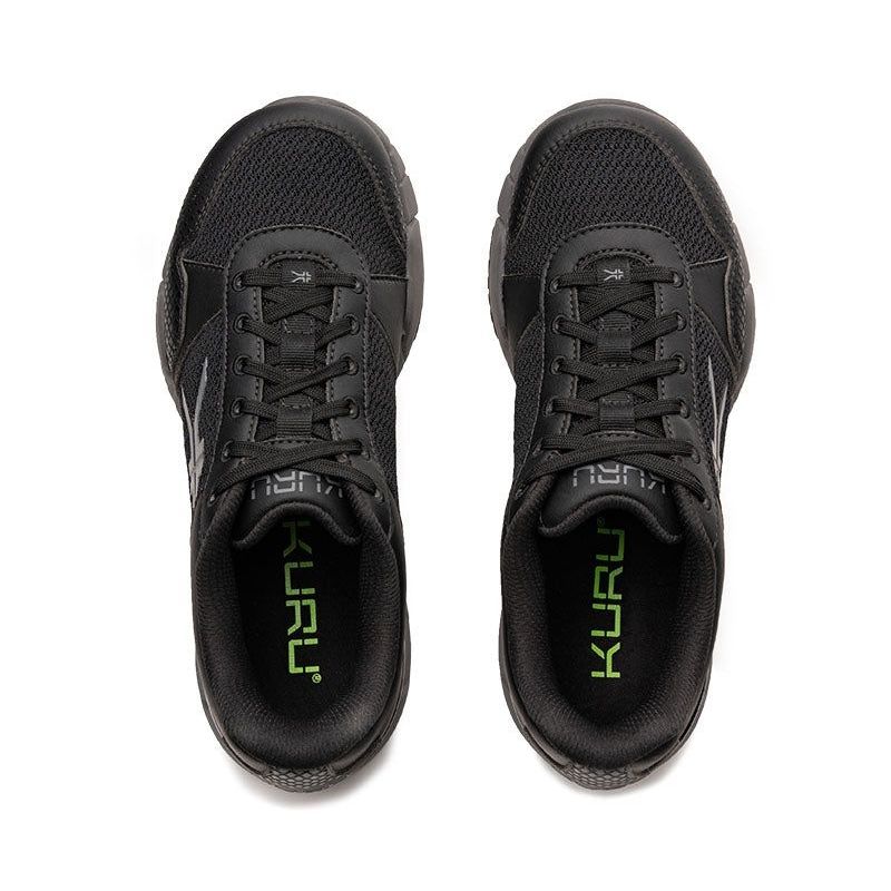 Top-down view of the KURU QUANTUM 2 Women's Sneaker in Jet Black-Slate Gray.