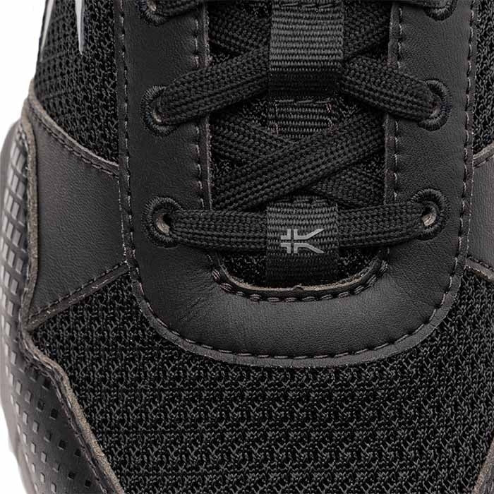 Close-up of the upper material on the KURU QUANTUM 2 Women's Sneaker in Jet Black-Slate Gray.