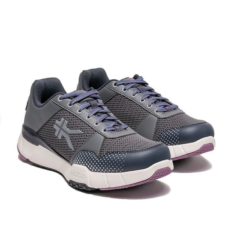 Pair of KURU QUANTUM 2 Women's Sneaker in Pewter-Night Sky, angled view.