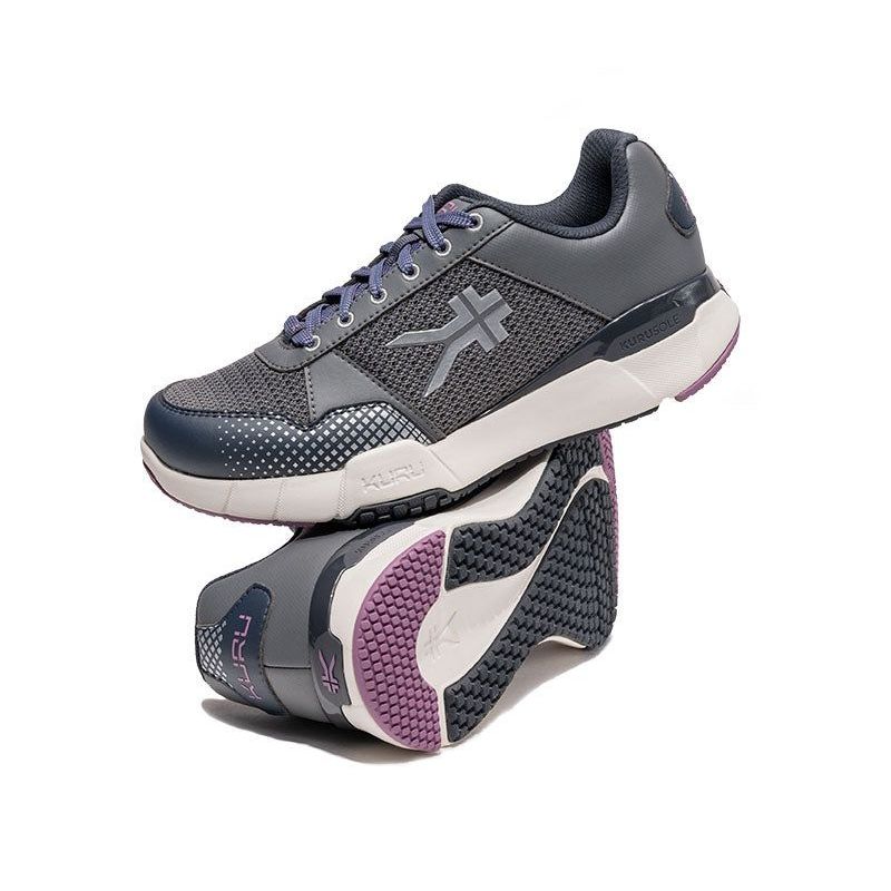 Pair of KURU QUANTUM 2 Women's Sneaker in Pewter-Night Sky, angled view.
