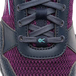Close-up of the upper material on the KURU QUANTUM 2 WIDE Women's Sneaker in Electric Grape-Midnight Blue.