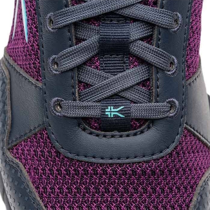 Close-up of the upper material on the KURU QUANTUM 2 WIDE Women's Sneaker in Electric Grape-Midnight Blue.