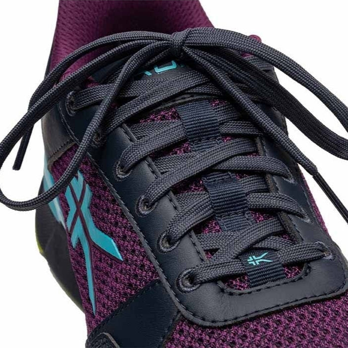 Close-up of the upper material on the KURU QUANTUM 2 WIDE Women's Sneaker in Electric Grape-Midnight Blue.