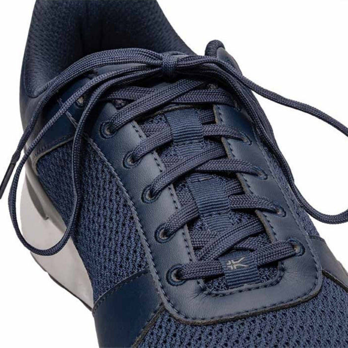 Close-up of the upper material on the KURU QUANTUM 2 WIDE Men's Sneaker in Indigo Blue-Slate Gray.