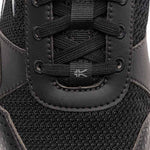 Close-up of the upper material on the KURU QUANTUM 2 WIDE Women's Sneaker in Jet Black-Slate Gray.