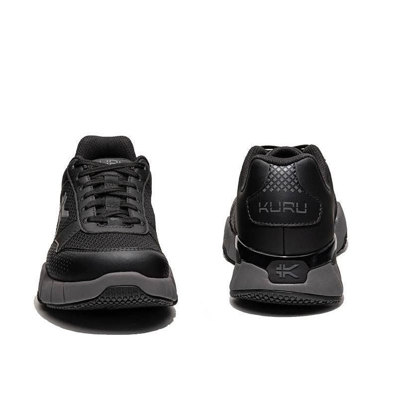 Close-up of the upper material on the KURU QUANTUM 2 WIDE Men's Sneaker in Jet Black-Slate Gray.