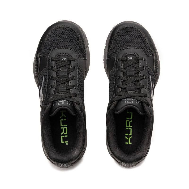 Pair of KURU QUANTUM 2 WIDE Men's Sneaker in Jet Black-Slate Gray, angled view.