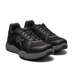 Pair of KURU QUANTUM 2 WIDE Men's Sneaker in Jet Black-Slate Gray, angled view.