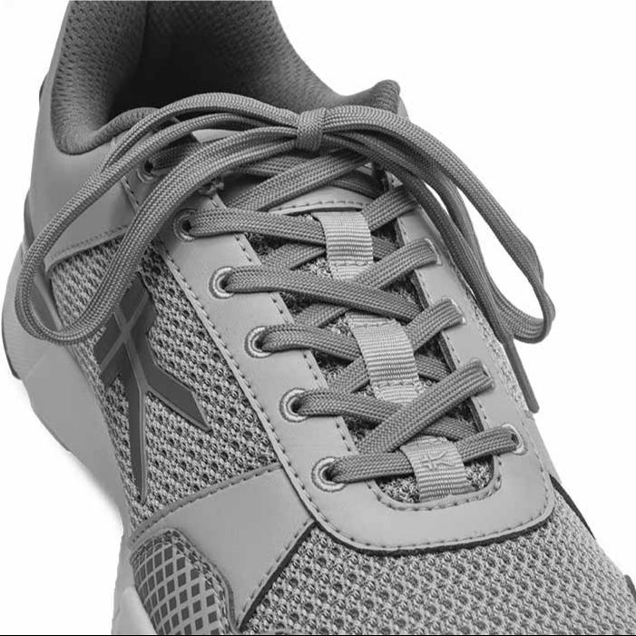 Close-up of the upper material on the KURU QUANTUM 2 WIDE Men's Sneaker in Storm Gray.