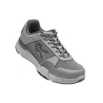 Angled profile view of the KURU QUANTUM 2 WIDE Men's Sneaker in Storm Gray.