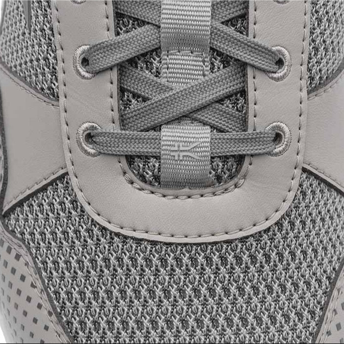 Close-up of the upper material on the KURU QUANTUM 2 WIDE Men's Sneaker in Storm Gray.