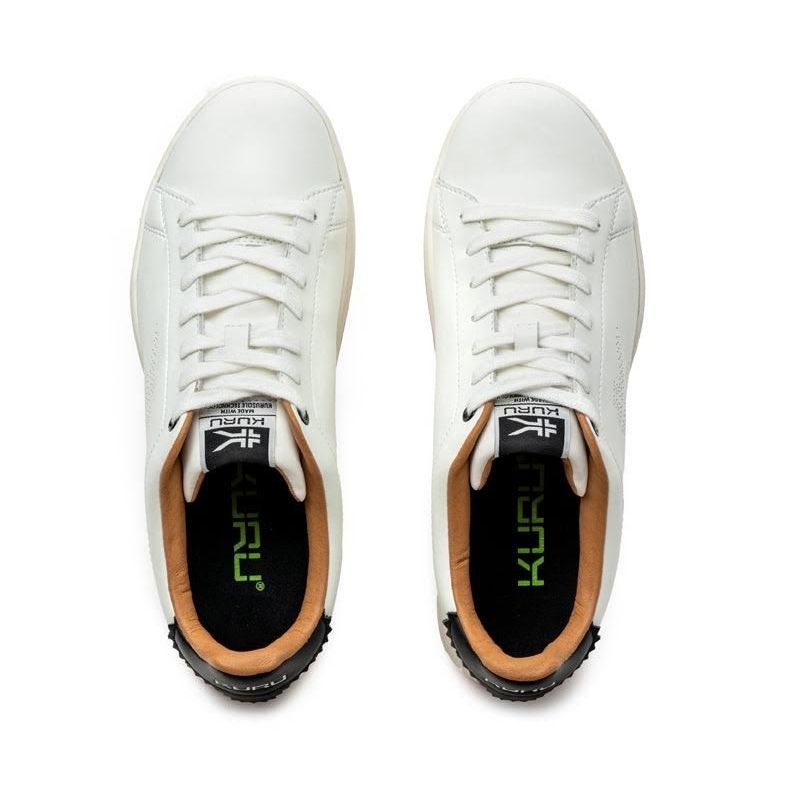 Top-down view of the KURU ROAM Women's Sneaker in Bright White-Jet Black.