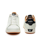 Back heel view of the KURU ROAM Women's Sneaker in Bright White-Jet Black.