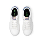 Pair of KURU ROAM Women's Sneaker in Bright White-Mineral Blue, angled view.