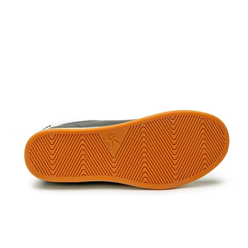 Outsole view of the KURU ROAM Men's Sneaker in Jet Black-Bright White, showing the KURUSOLE tread.