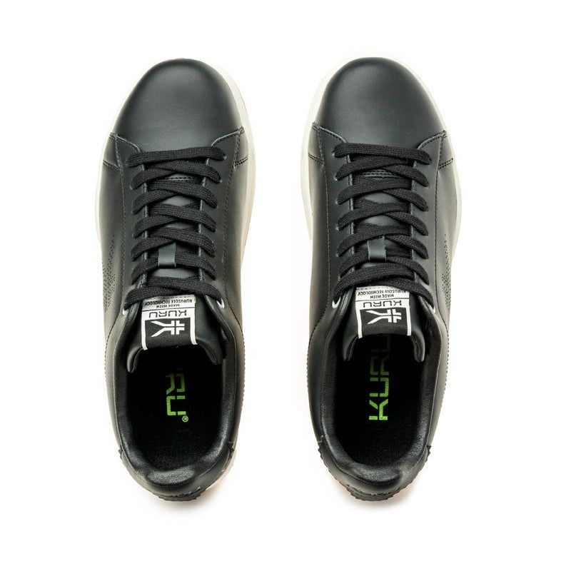 Top-down view of the KURU ROAM Men's Sneaker in Jet Black-Bright White.