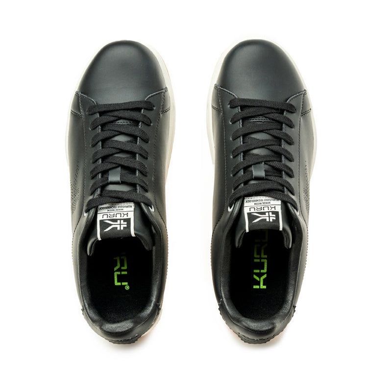 Top-down view of the KURU ROAM Women's Sneaker in Jet Black-Bright White.