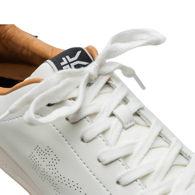Close-up of the upper material on the KURU ROAM Men's Sneaker in Bright White-Jet Black-2.