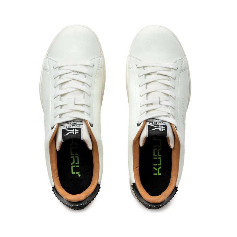 Top-down view of the KURU ROAM Men's Sneaker in Bright White-Jet Black-2.