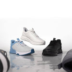 Outsole view of the KURU SHIFT Women's Sneaker in Jet Black, showing the KURUSOLE tread.