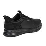 Angled profile view of the KURU SHIFT Women's Sneaker in Jet Black.