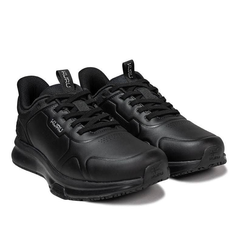 Pair of KURU SHIFT Men's Sneaker in Jet Black, angled view.