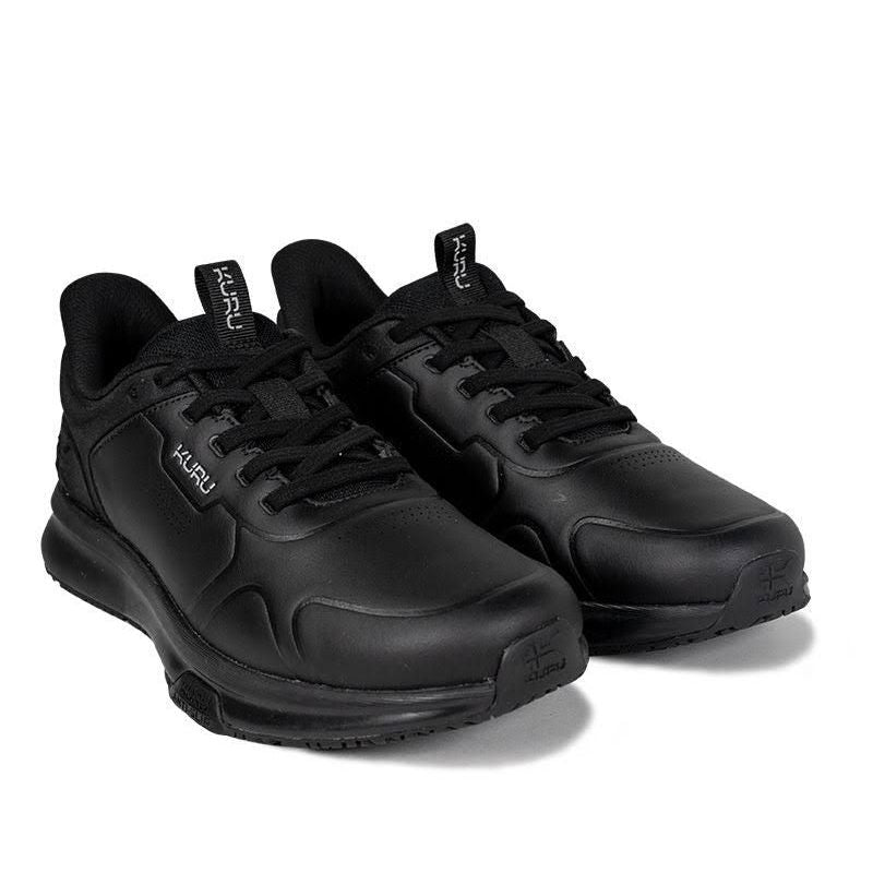 Pair of KURU SHIFT Women's Sneaker in Jet Black, angled view.