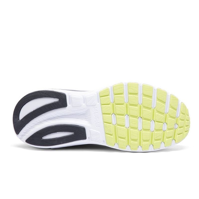 Close-up of the upper material on the KURU TRIPLE MAX Ion Men's Sneaker in Azure Blue-Sunny Lime.