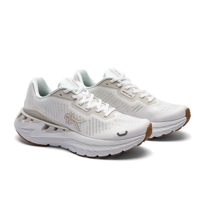 Back heel view of the KURU TRIPLE MAX Ion Men's Sneaker in Bright White-Bone Gray.