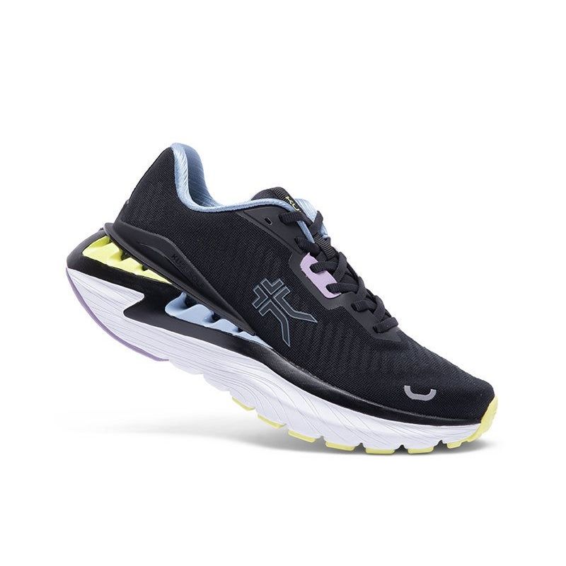 Pair of KURU TRIPLE MAX Ion Women's Sneaker in Jet Black-Multi, angled view.