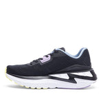 Back heel view of the KURU TRIPLE MAX Ion Women's Sneaker in Jet Black-Multi.