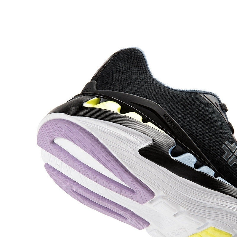 Pair of KURU TRIPLE MAX Ion Women's Sneaker in Jet Black-Multi, angled view.