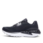 Back heel view of the KURU TRIPLE MAX Ion Men's Sneaker in Jet Black-Storm Gray.