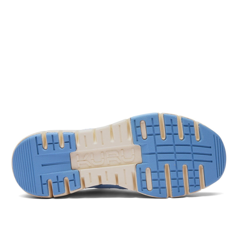 Pair of KURU FLEX Slip-On Women's Sneaker in Blue Fog-Sand, angled view.