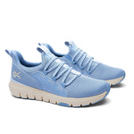 Pair of KURU FLEX Slip-On Women's Sneaker in Blue Fog-Sand, angled view.