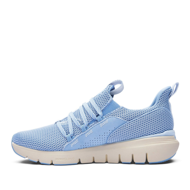Top-down view of the KURU FLEX Slip-On Women's Sneaker in Blue Fog-Sand.