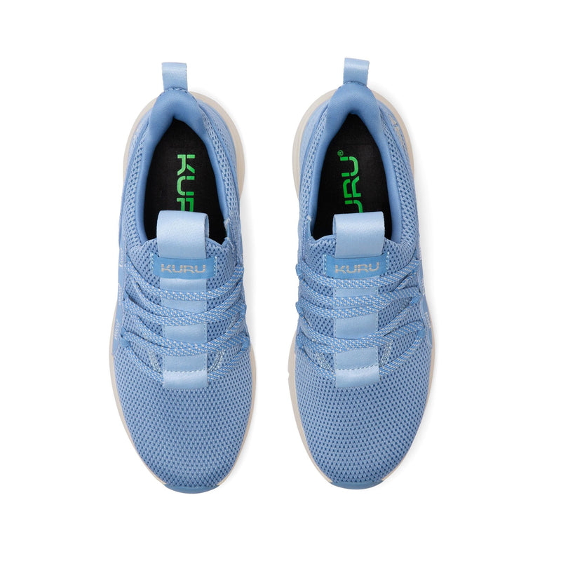 Outsole view of the KURU FLEX Slip-On Women's Sneaker in Blue Fog-Sand, showing the KURUSOLE tread.