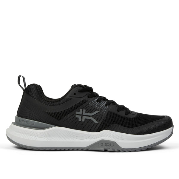 KURU VELOCITY Men's Sneaker in Jet Black-Charcoal Gray.