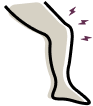 Illustration depicting knee pain, highlighting common joint discomfort addressed by KURU footwear support.